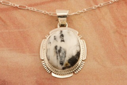 Genuine White Buffalo Turquoise Sterling Silver Navajo Pendant